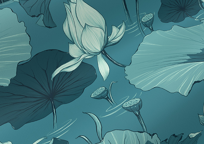 Lotus, Teal - Twist&Fit Roller Blind - Image 4